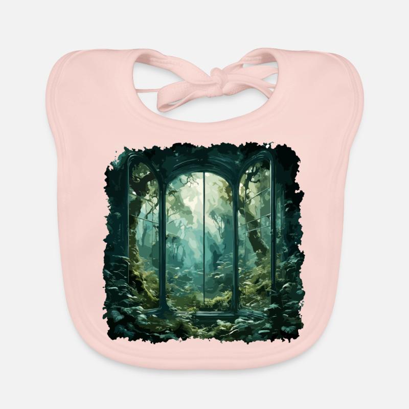 Window in the Forest / Trees / View / Wilderness Organic Baby Bibs