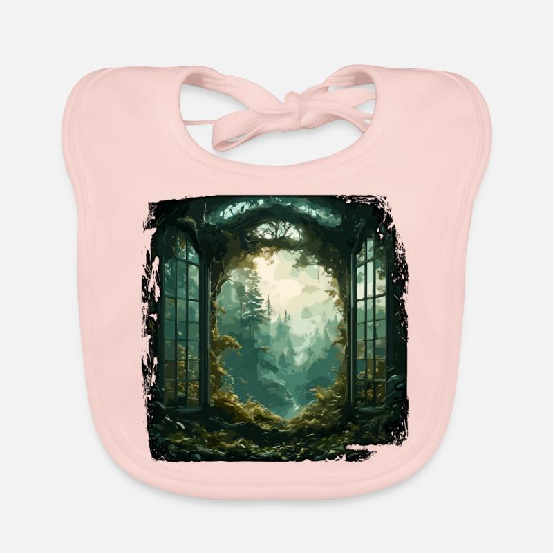 Window in the Forest / Trees / View / Wilderness Organic Baby Bibs