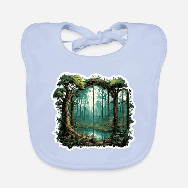 Window in the Forest / Trees / View / Wilderness Organic Baby Bibs