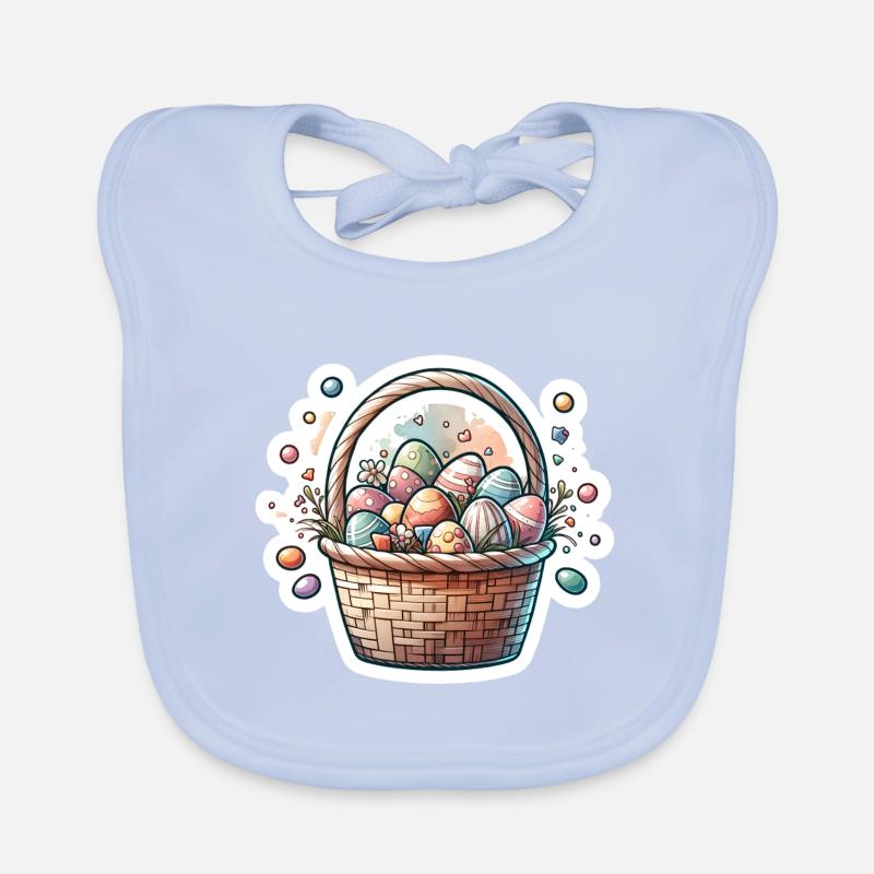 Cute Easter Egg Basket Soft Pastel Color Organic Baby Bibs