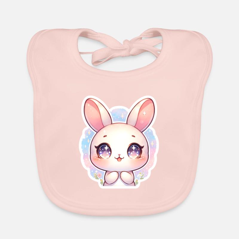 Cute Easter Bunny With Big Purple Eyes Organic Baby Bibs
