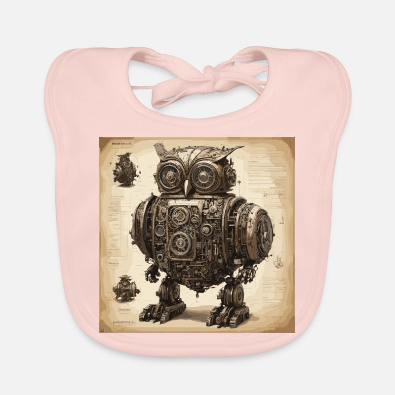 Bauplan / Sepia / Vintage / Retro / Eule Baby Bio-Lätzchen
