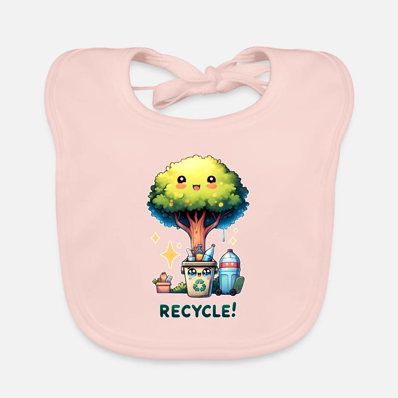 Recycle Chibi Cute Tree With Recycle Bin Earth Day Organic Baby Bibs