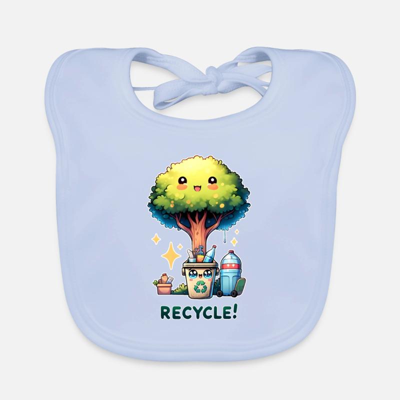 Recycle Chibi Cute Tree With Recycle Bin Earth Day Organic Baby Bibs