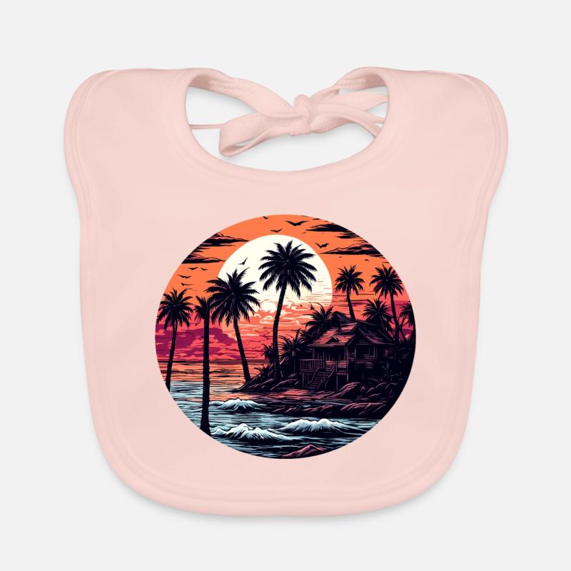 Plage / Île / Vacances / Été / Soleil / Mer Bavoir bio Bébé