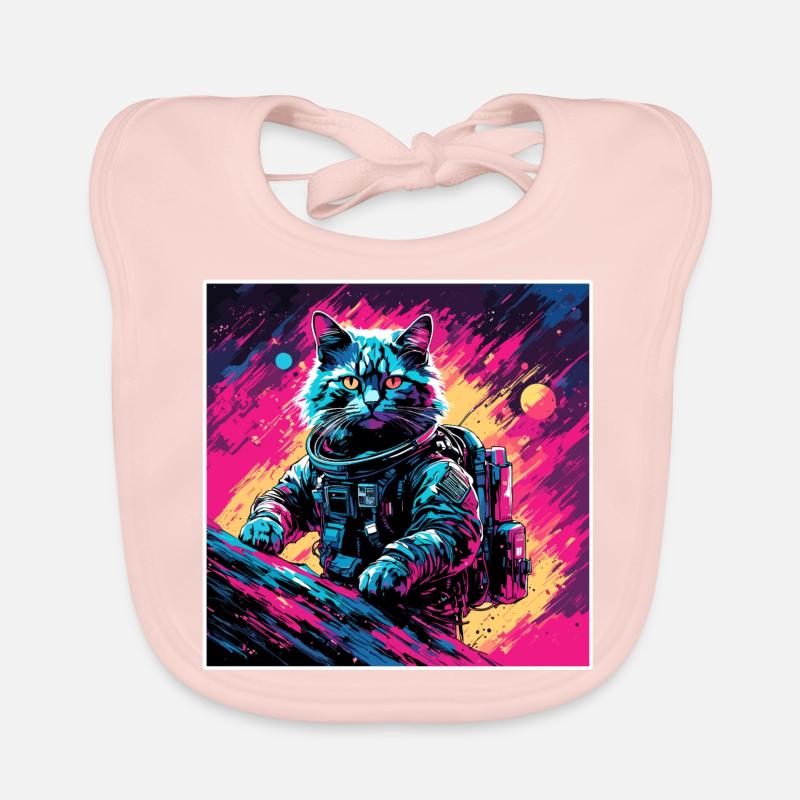 Astronaute / Espace / Chat / Coq / Vaisseau spatial Bavoir bio Bébé