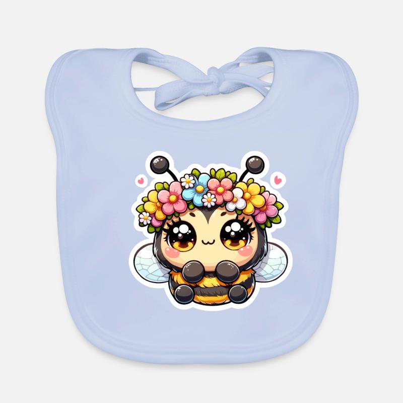 Abeille avec couronne de fleurs Bavoir bio Bébé