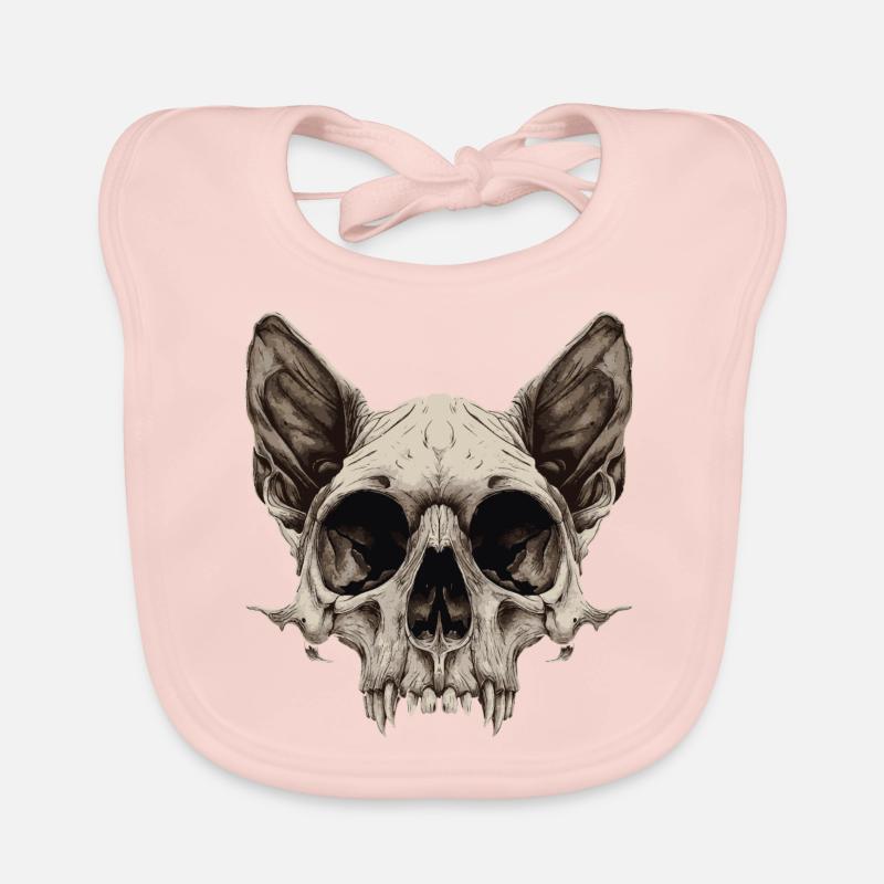 Zombie Cat Skull Organic Baby Bibs