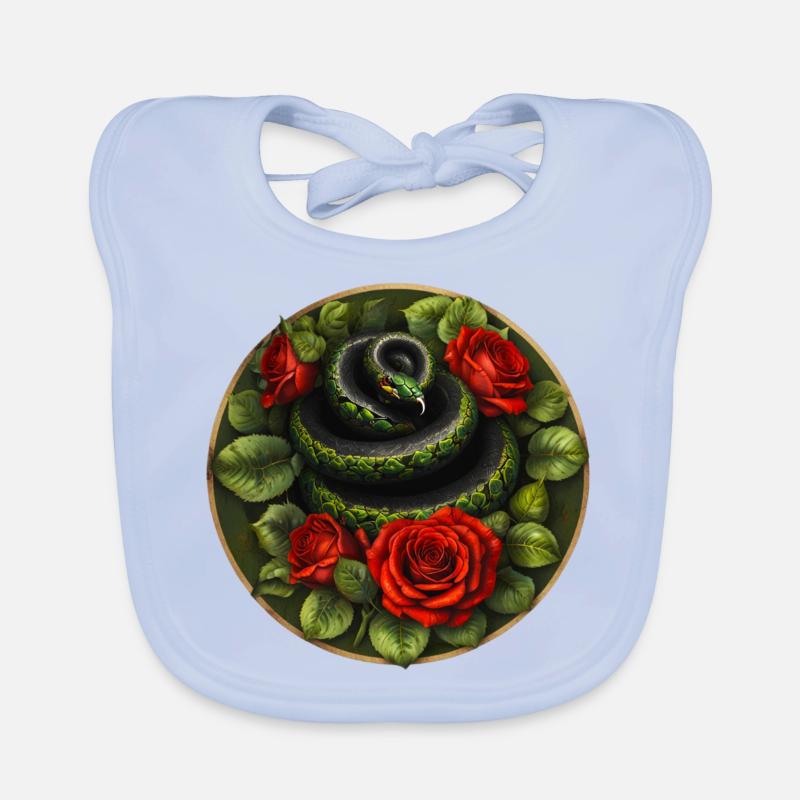 Snake and red roses Organic Baby Bibs