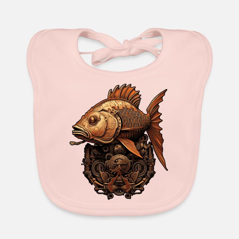 Steampunk Fish Organic Baby Bibs
