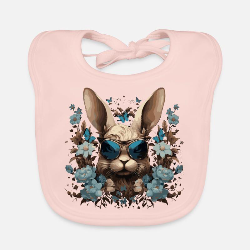 Lapin cool avec des fleurs Bavoir bio Bébé