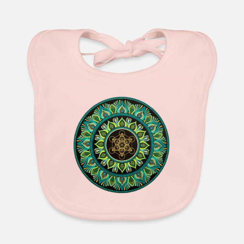 Métatron vert | Géométrie sacrée - Bavoir bio Bébé - rose
