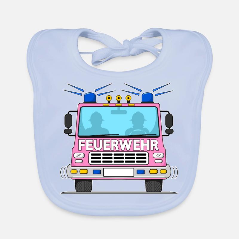 Fire engine in pink Organic Baby Bibs