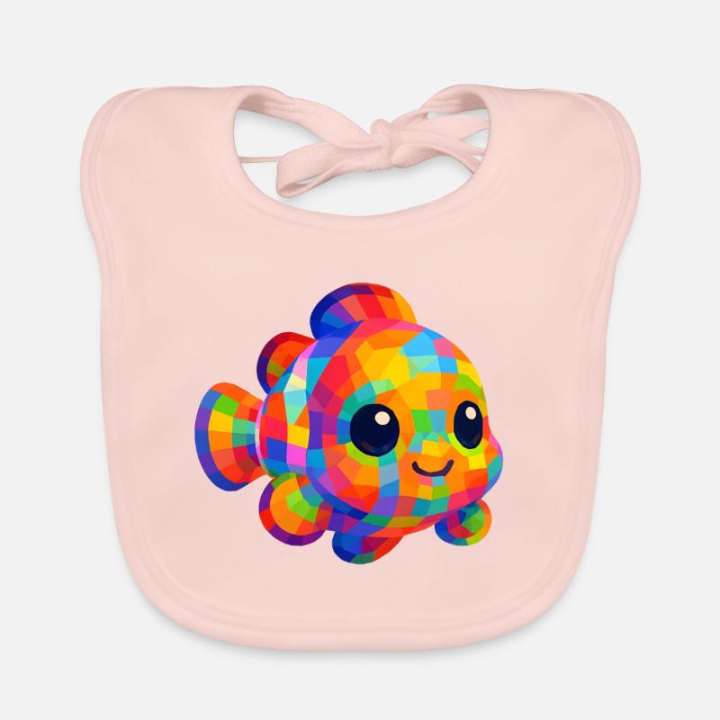 WPAP Polygon Style Animaux Kawaii Bébé Clownfish - Bavoir bio Bébé - rose