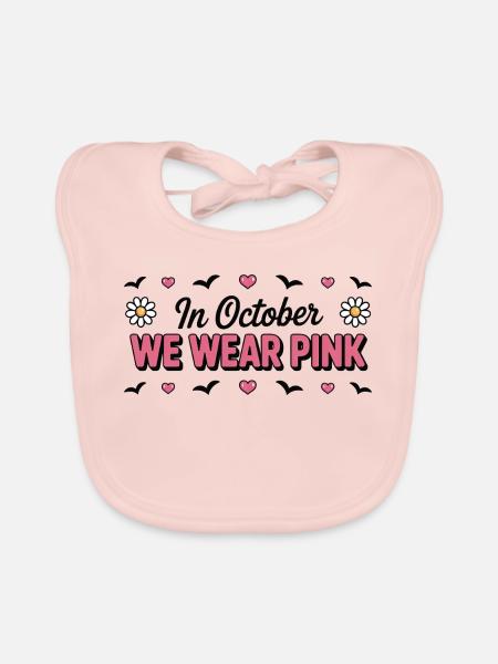 Im Oktober tragen wir Pink Pink Oktober 2026 - Baby Bio-Lätzchen - Rose - Vorne