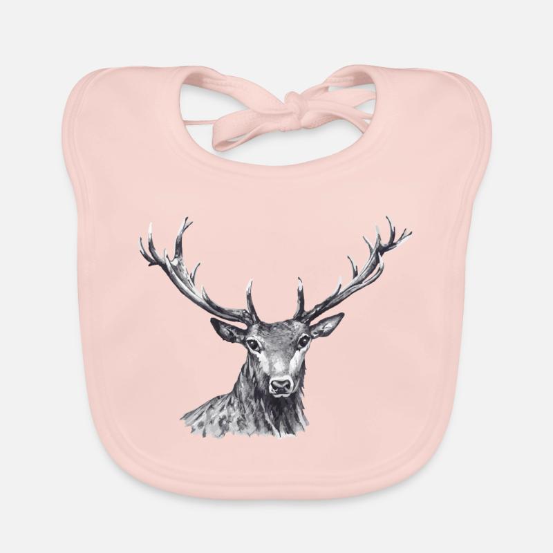 cerf - Bavoir bio Bébé - rose