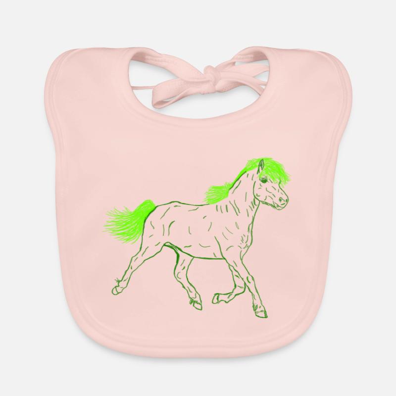 Cheval en vert Bavoir bio Bébé