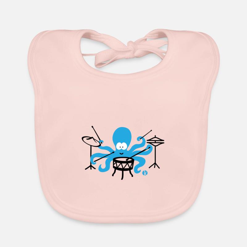 Funny octopus drummer gift drums Organic Baby Bibs