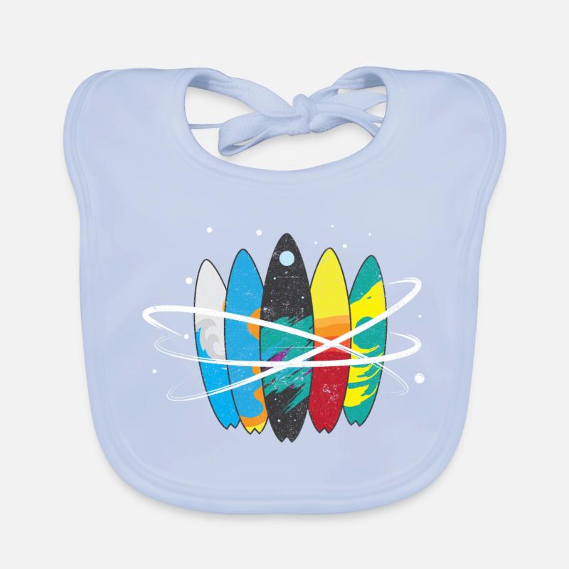 Surfboard universe waves orbit Organic Baby Bibs