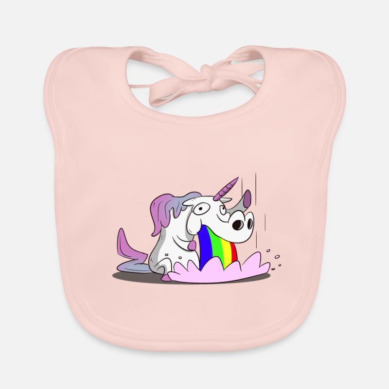 Licorne, licorne briser l'arc-en-ciel - Bavoir bio Bébé - rose
