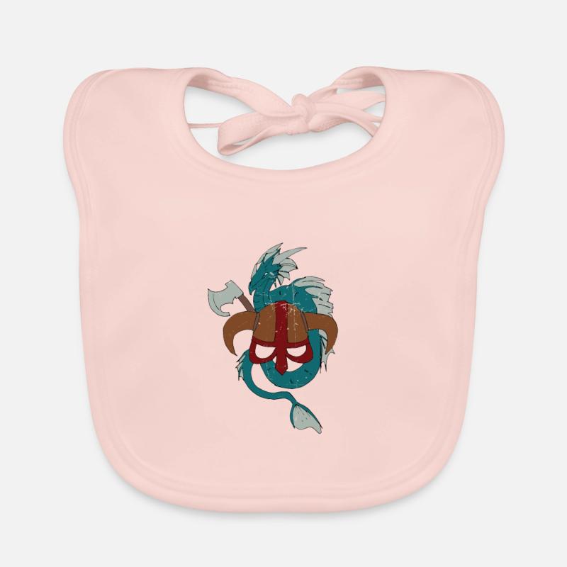 Wikinger Drache Vikings - Baby Bio-Lätzchen - Rose