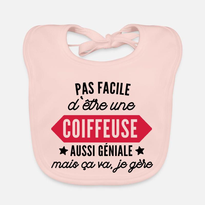 coiffeuse et géniale / cadeau humour coiffeuse - Bavoir bio Bébé - rose