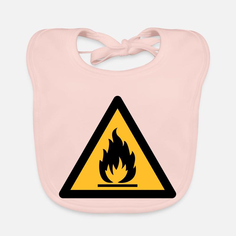 Symbole de danger - Inflammable (2 couleurs) Bavoir bio Bébé