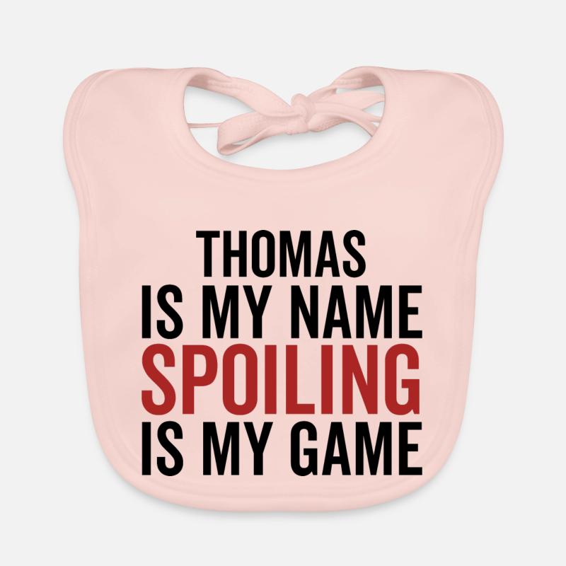 Thomas est mon nom Spoiling est mon jeu Bavoir bio Bébé