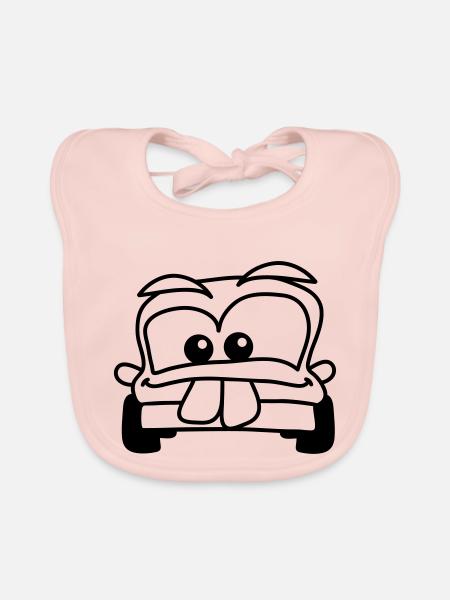 car - Organic Baby Bibs - rose - Front