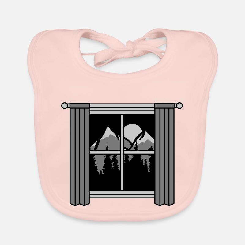 Moon Mountains View Window Organic Baby Bibs