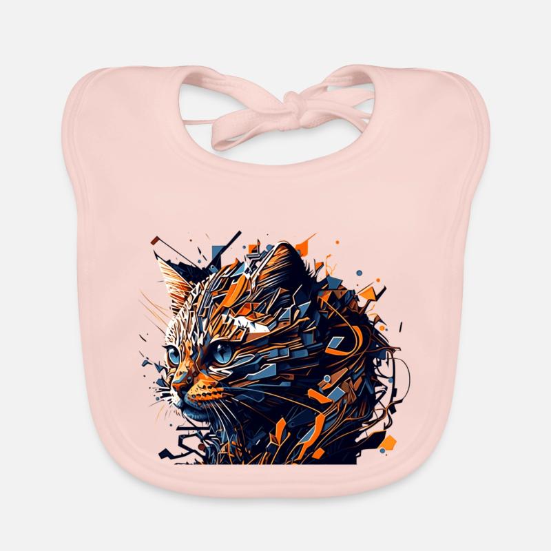 Vector cat face for all house tiger friends Organic Baby Bibs
