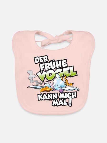 Der frühe Vogel kann mich mal - Baby Bio-Lätzchen - Rose - Vorne