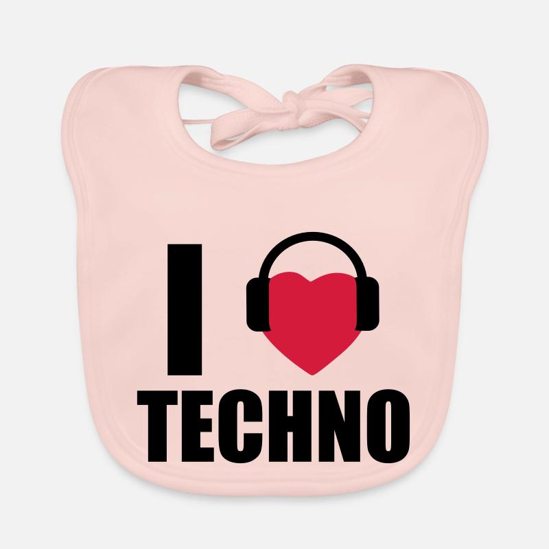 I LOVE TECHNO 1 Bavoir bio Bébé