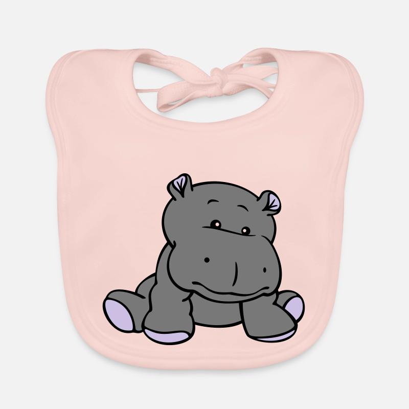 Hippo- / Nilpferd- / Flusspferd-Baby (3C) - Baby Bio-Lätzchen - Rose