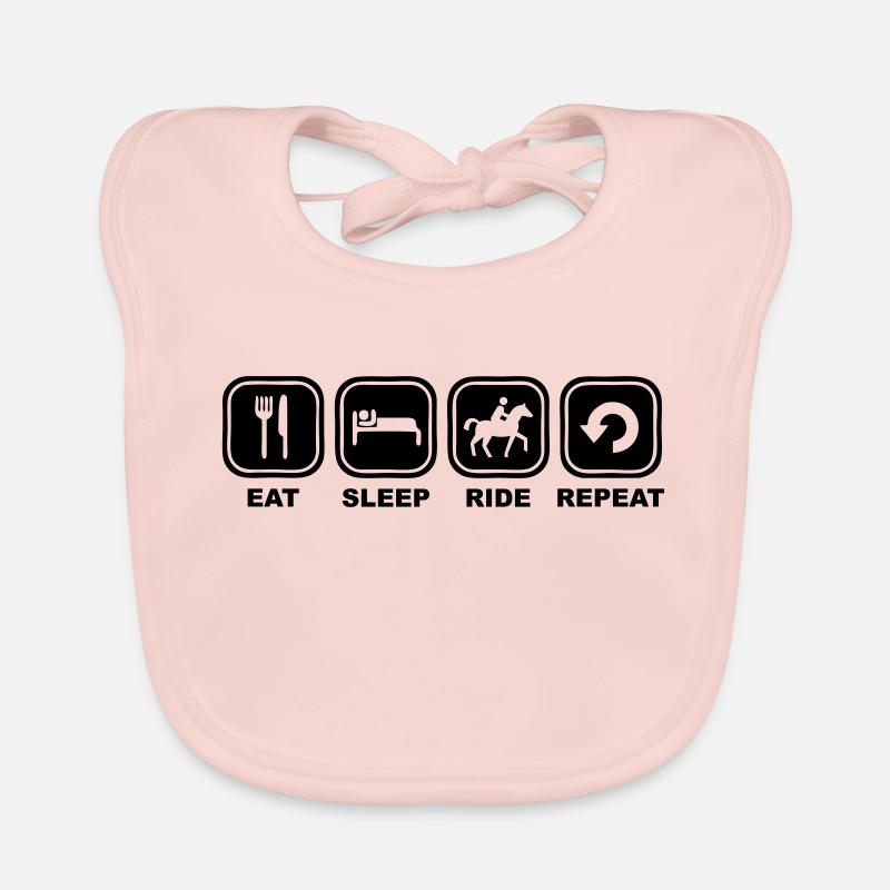 Eat sleep Ride Repeat quer - Baby Bio-Lätzchen - Rose