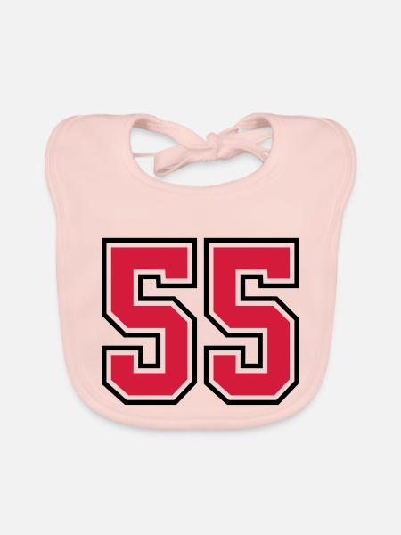 55 sports jersey football number - Organic Baby Bibs - rose - Front