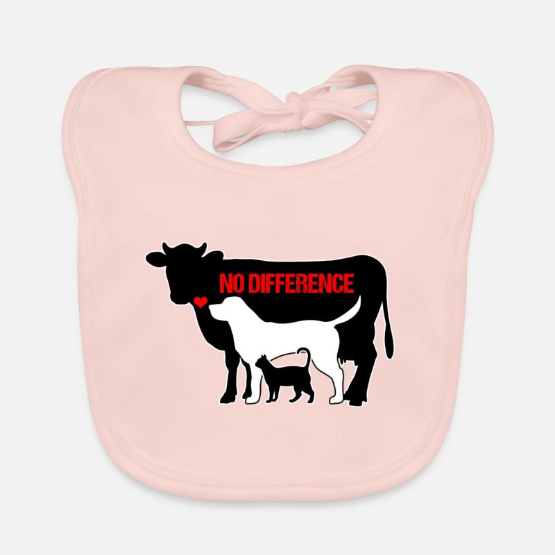 Animaux vache chien chat AUCUN DIFFÉRENCE cadeau végétalien - Bavoir bio Bébé - rose