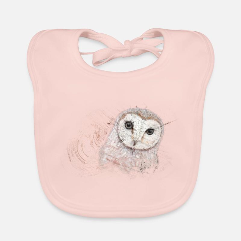 Hibou sur bois - Bavoir bio Bébé - rose
