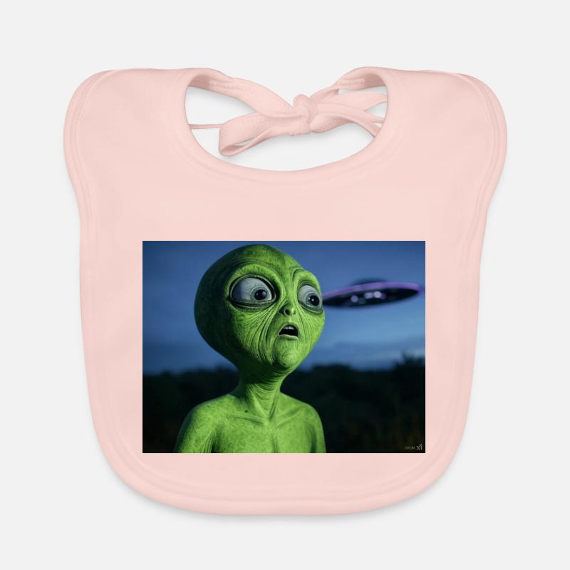 Green Alien Eye-Catcher UFO Organic Baby Bibs