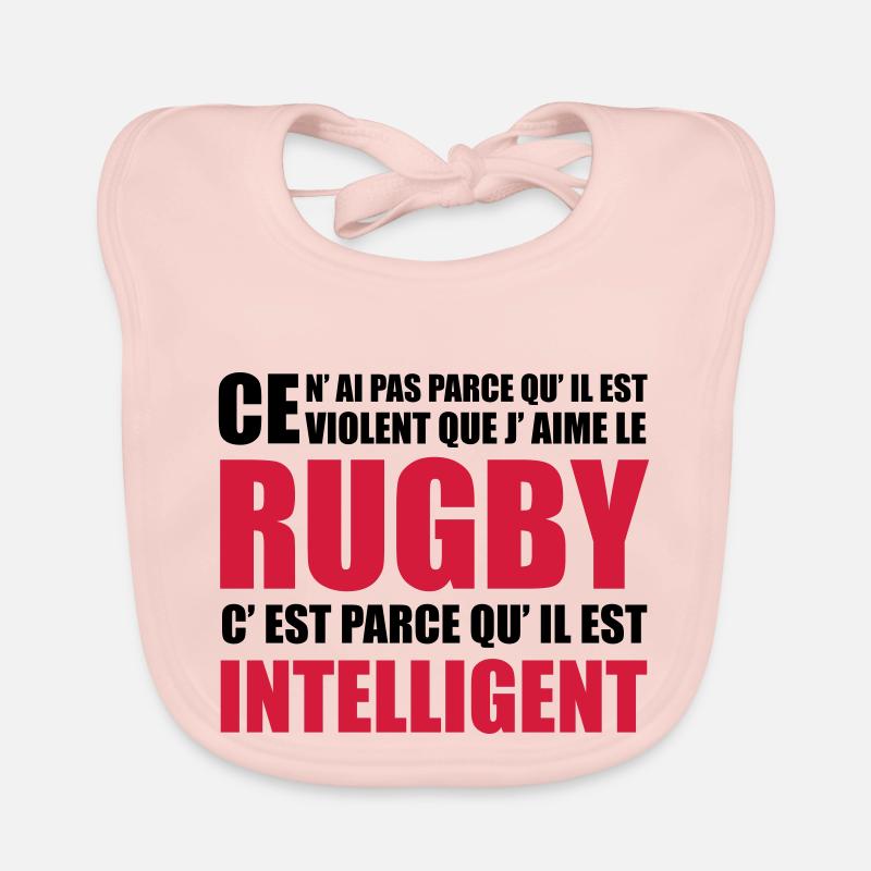 rugby - Bavoir bio Bébé - rose