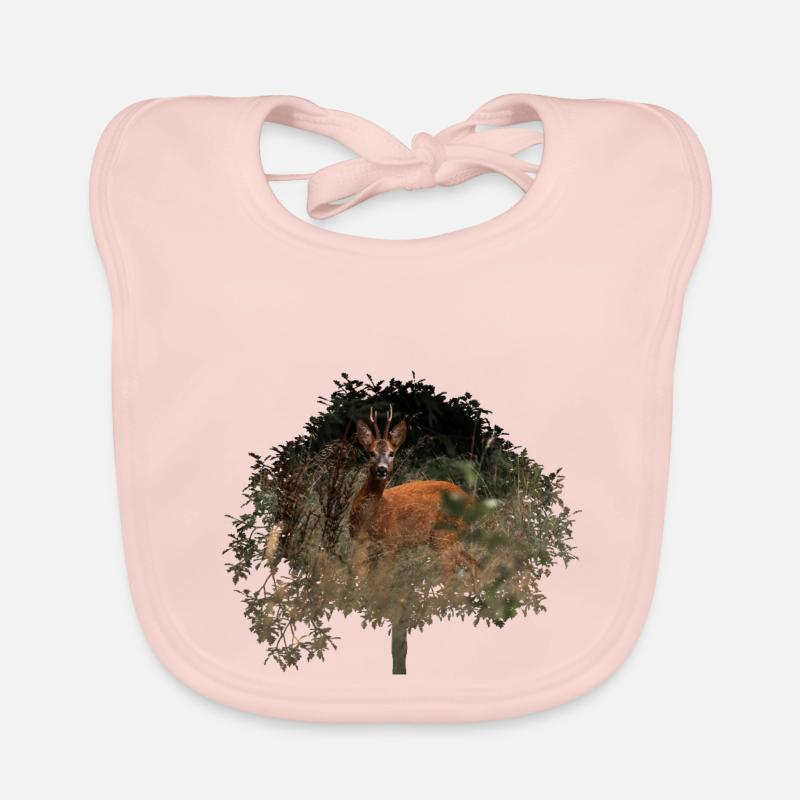 beau chevreuil dans la forêt - Bavoir bio Bébé - rose