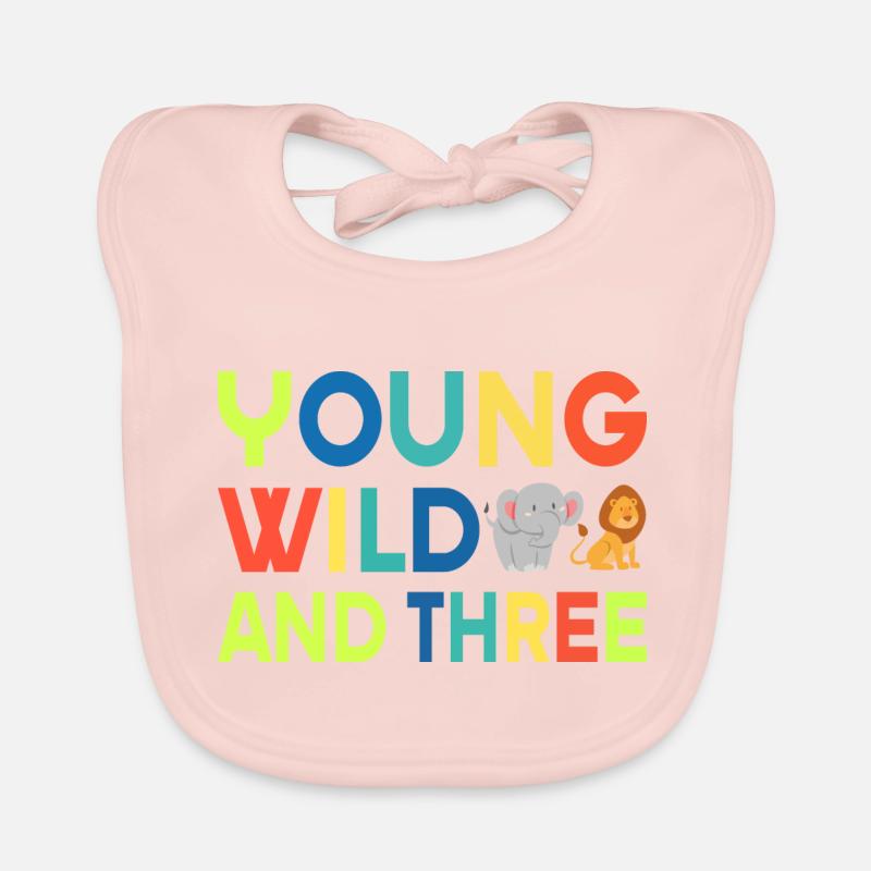 Young wild and three,Birthday - Bavoir bio Bébé - rose