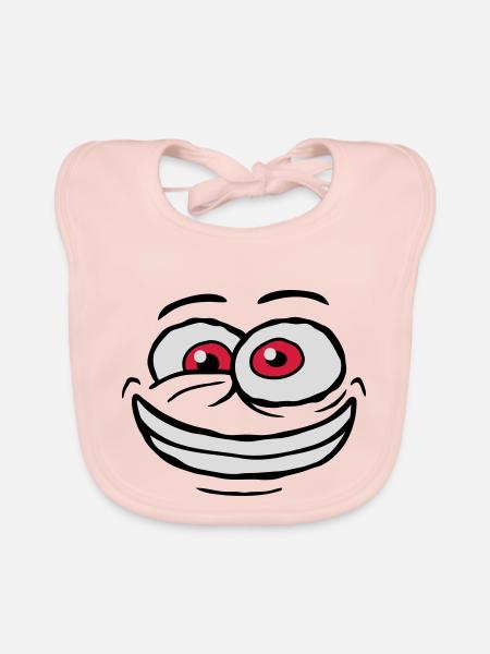 Crazy Comic Face Design - Organic Baby Bibs - rose - Front