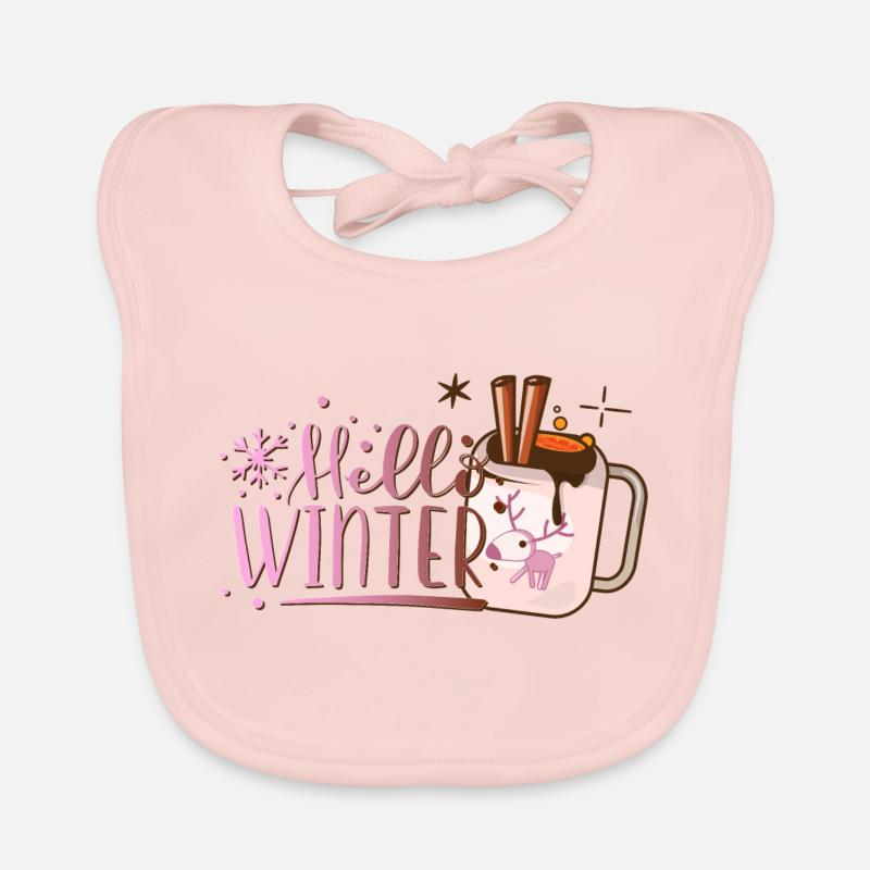 Cocoa Hello winter Cocoa Moose reindeer fun comic Organic Baby Bibs