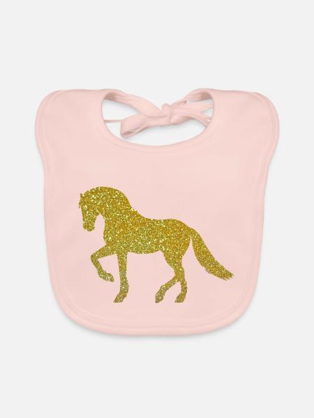 Cheval d'or - Bavoir bio Bébé - rose - Devant