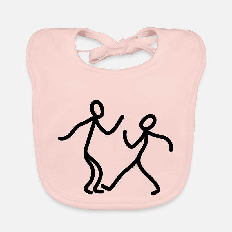 2 dancing strichmaennchen freunde paar paerchen l Organic Baby Bibs