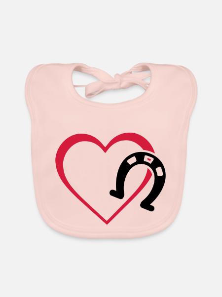 Symbole - Hufe Herz - Baby Bio-Lätzchen - Rose - Vorne