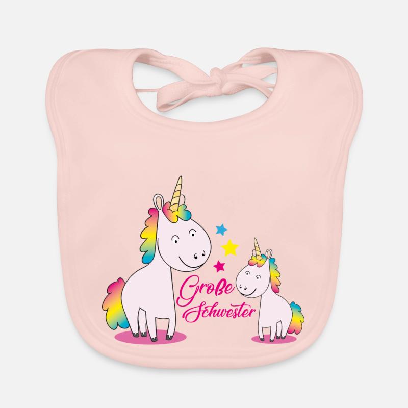 Große Schwester Einhorn - Baby Bio-Lätzchen - Rose
