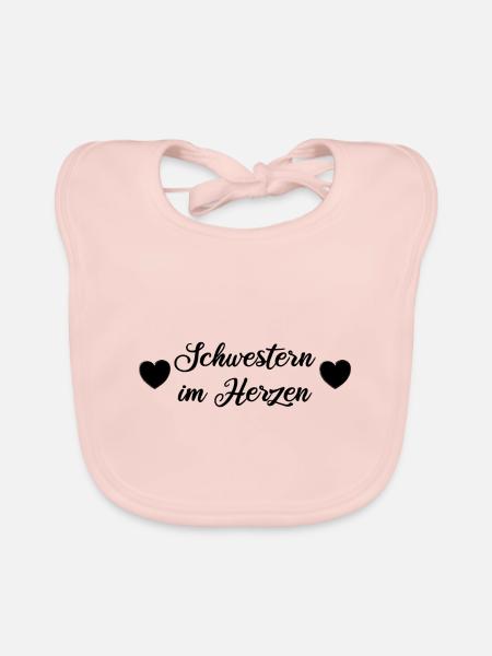 Schwestern im Herzen - Baby Bio-Lätzchen - Rose - Vorne