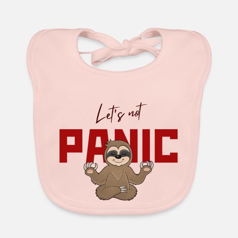 Let's Not Panic - Funny Sloth Design Organic Baby Bibs